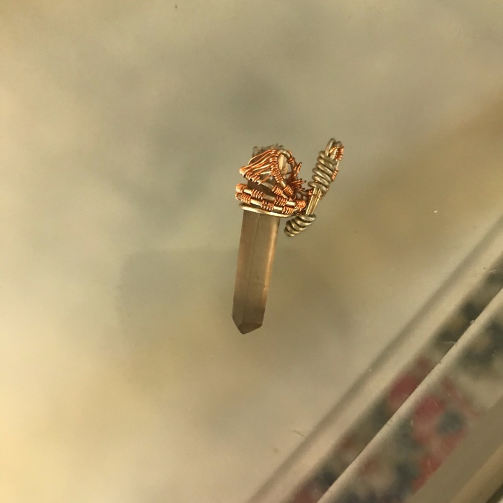 Smokey quartz crystal point necklace